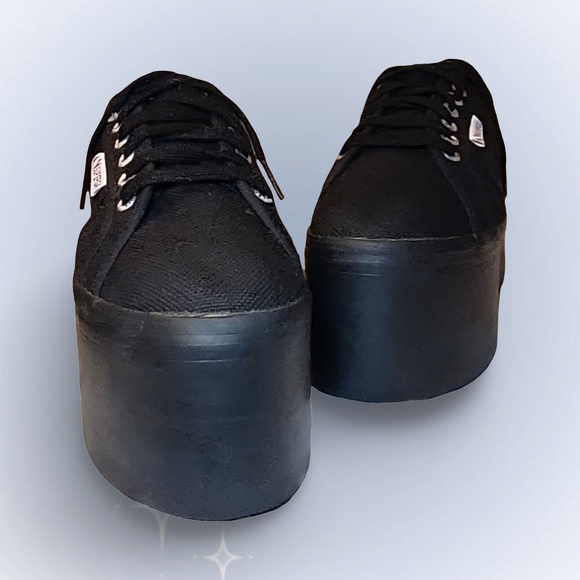Superga 3" Platform Sneakers Black Canvas S00CDF0 Rubber Sole sz 9 but run small - Picture 4 of 8